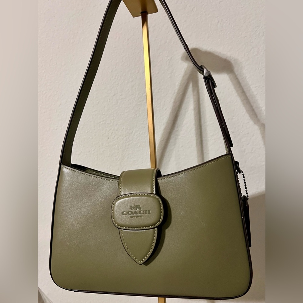 NWOT Coach Eliza Leather Shoulder Bag in Military Green